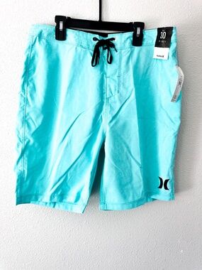 NEW Hurley Aqua Turquoise Board Shorts 20" Length 30" or 38" Waist  Original $40